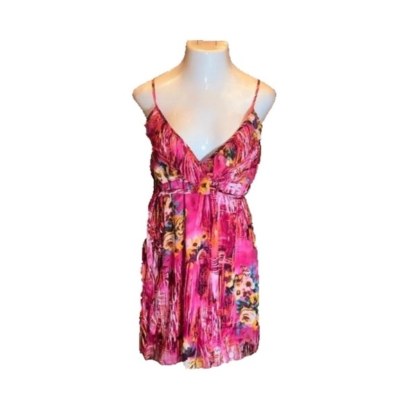 DOTS Hot Pink Floral Print Sundress Size L - Picture 1 of 7